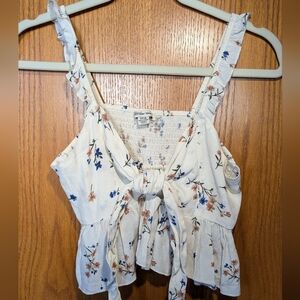 American Eagle Outfitters Floral Tie-Front Blouse